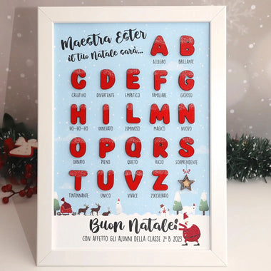 Quadro in Legno Personalizzato con Lettere dell’Alfabeto e Dedica Maestra Idea Regalo Maestra