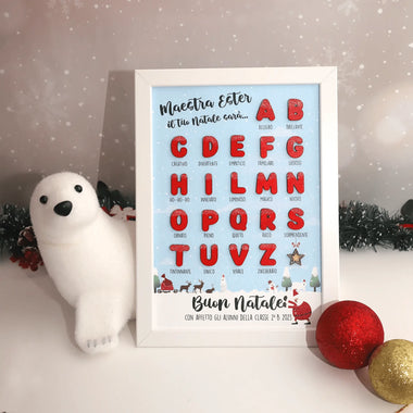 Quadro in Legno Personalizzato con Lettere dell’Alfabeto e Dedica Maestra Idea Regalo Maestra