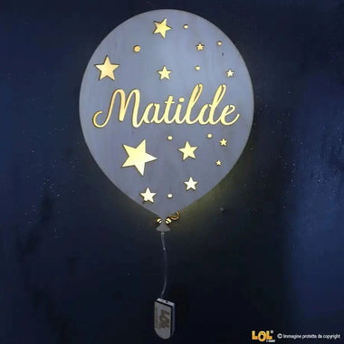 Lampada in legno a led Palloncino a Parete Personalizzabile con Nome Lampade