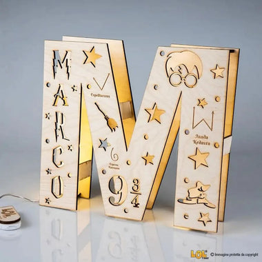 Lampada in legno a led Personalizzabile con Nome (Harry Potter Tribute) Lampade