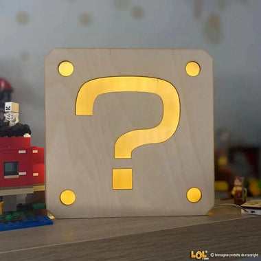 Lampada in legno Blocco Punto Interrogativo Super Mario Bross Lampade