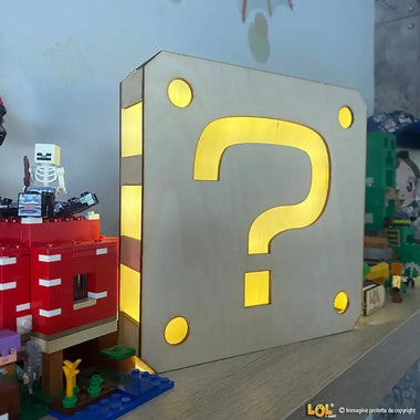 Lampada in legno Blocco Punto Interrogativo Super Mario Bross Lampade