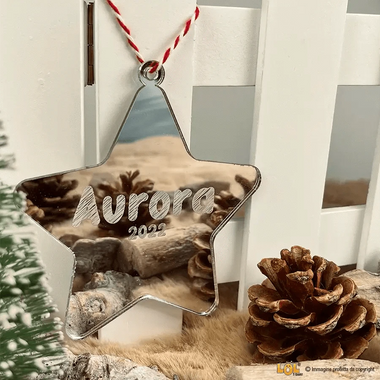 Pallina di Natale a forma di stella in Plexiglass con personalizzabile con nome