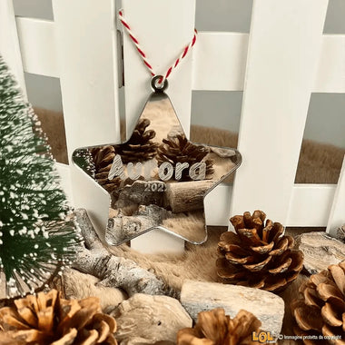 Pallina di Natale a forma di stella in Plexiglass con personalizzabile con nome