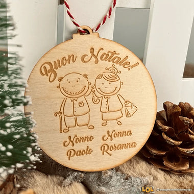 Pallina di Natale Auguri ai Nonni in Legno