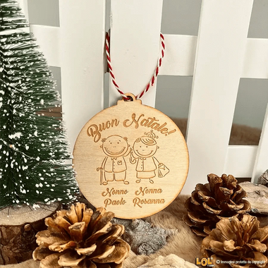 Pallina di Natale Auguri ai Nonni in Legno