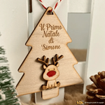 Pallina di Natale Decorazione di Legno a forma di Alberello con nome personalizzato