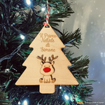 Pallina di Natale Decorazione di Legno a forma di Alberello con nome personalizzato