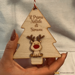 Pallina di Natale Decorazione di Legno a forma di Alberello con nome personalizzato