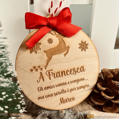 Pallina di Natale in Legno con dedica personalizzabile