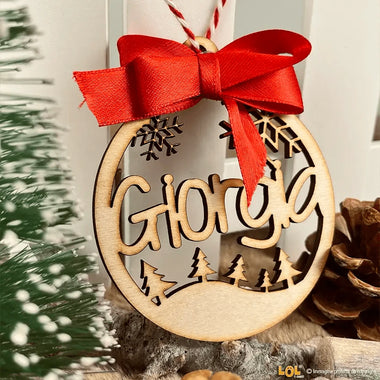 Pallina di Natale in legno con nome personalizzabile