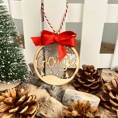 Pallina di Natale in legno con nome personalizzabile