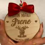 Pallina di Natale in legno Personalizzata con Nome e Renna