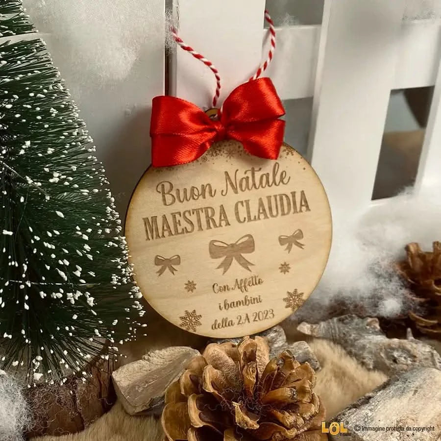 Pallina di Natale in legno Regalo per Maestra personalizzabile