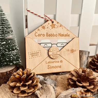 Porta letterina di Babbo Natale in legno da appendere