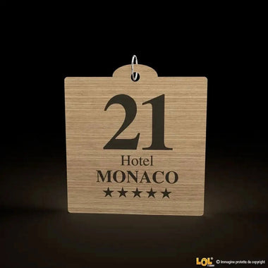 Portachiavi per Hotel o b&b in legno con numero stanza forma quadrata portachiavi hotel