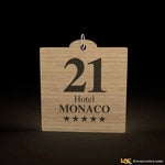 Portachiavi per Hotel o b&b in legno con numero stanza forma quadrata portachiavi hotel