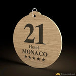 Portachiavi per Hotel o b&b in legno con numero stanza forma tonda portachiavi hotel