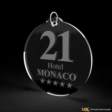 Portachiavi per Hotel o b&b in plexiglass con numero stanza forma tonda portachiavi hotel