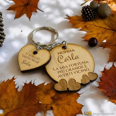 Portachiavi Regalo Nonni con cuori e pendaglio - Festa dei Nonni Portachiavi