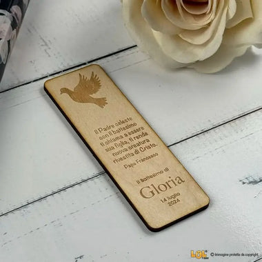 10 pz Segnalibro Bomboniera Battesimo Personalizzabile con Nome, Data e Frase - Colomba Segnalibro