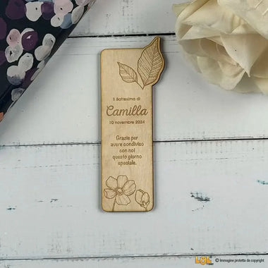 10 pz Segnalibro Bomboniera Battesimo Personalizzabile con Nome, Data e Frase - Fiori Segnalibro