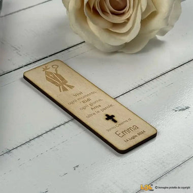 10 pz Segnalibro Bomboniera Cresima Personalizzabile con Nome, Data e Frase - Mitra e Bastone Vescovo Segnalibro