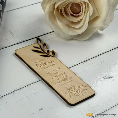 10 pz Segnalibro Bomboniera Cresima Personalizzabile con Nome, Data e Frase - Ulivo Segnalibro