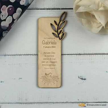 10 pz Segnalibro Bomboniera Cresima Personalizzabile con Nome, Data e Frase - Ulivo Segnalibro