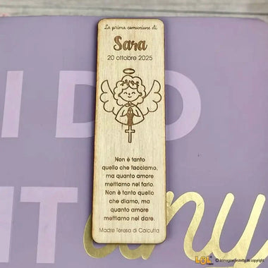 10 pz Segnalibro Bomboniera Prima Comunione Personalizzabile con Nome e Frase - Angioletto Segnalibro