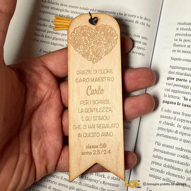 Segnalibro Regalo Maestra in legno con dedica personalizzata Segnalibro Regalo Maestra