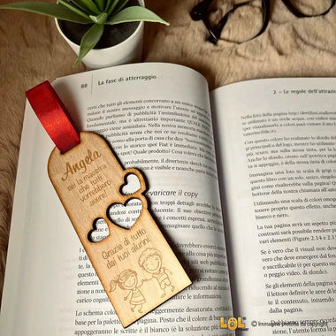 Segnalibro Regalo Maestra in legno con dedica personalizzata Segnalibro Regalo Maestra