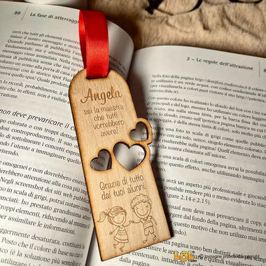 Segnalibro Regalo Maestra in legno con dedica personalizzata Segnalibro Regalo Maestra