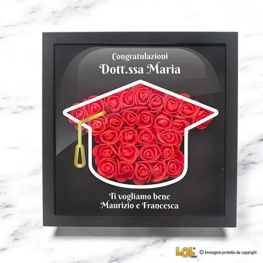 Shadow Box Laurea Personalizzata con Rose Rosse in 3D - Idea Regalo Shadow Box