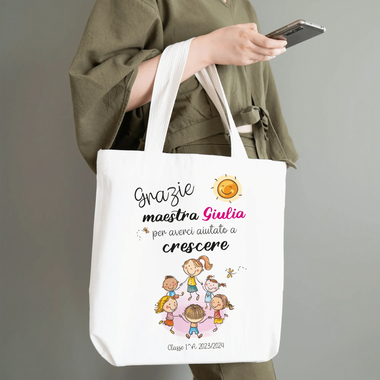 Shopper Personalizzata Grazie Maestra per Averci Aiutato a crescere Shopper