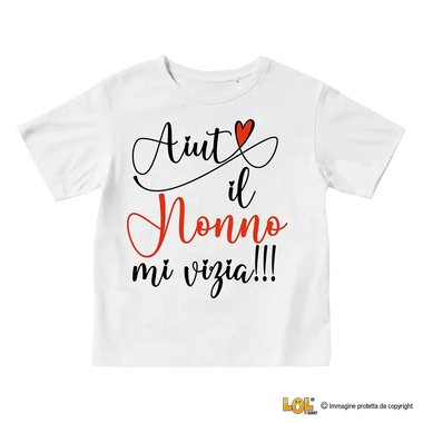 T-Shirt Bambino Regalo Nonni - Aiuto il nonno mi vizia T-shirt