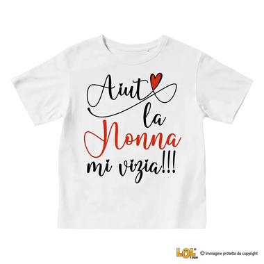 T-Shirt Bambino Regalo Nonni - Aiuto la nonna mi vizia T-shirt