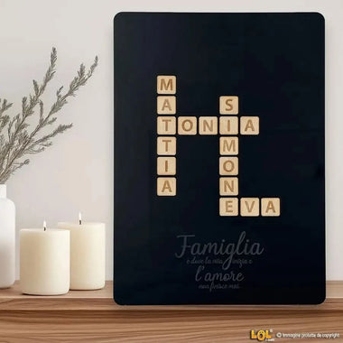 Targa Famiglia Scarabeo Idea Regalo Targa in legno