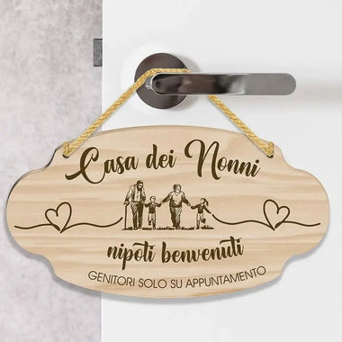 Targhetta da Appendere in Legno “Casa dei nonni” – Idea Regalo per Nonni, Festa dei Nonni Targa in legno