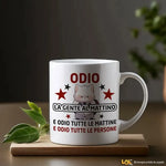 Tazza Divertente in Ceramica "Odio la Gente al Mattino" - Regalo Spiritoso Tazze Personalizzate