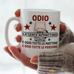 Tazza Divertente in Ceramica "Odio la Gente al Mattino" - Regalo Spiritoso Tazze Personalizzate