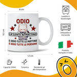 Tazza Divertente in Ceramica "Odio la Gente al Mattino" - Regalo Spiritoso Tazze Personalizzate