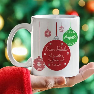 Tazza Personalizzata Buon Natale alla Maestra Migliore del Mondo Tazze Personalizzate