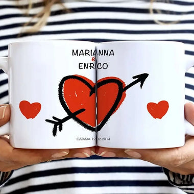 Tazza Personalizzata Con Nomi Cuore con Freccia Tazze Personalizzate