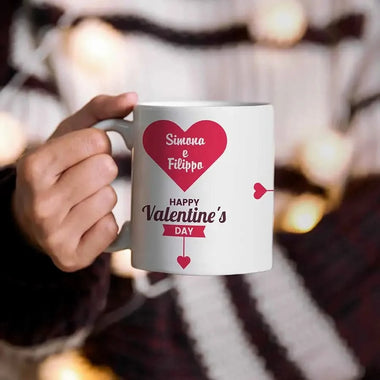 Tazza Personalizzata con Nomi Happy Valentine's Day Tazze Personalizzate