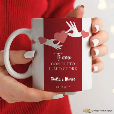 Tazza Personalizzata Con Nomi Ti amo Con Tutto il Mio Cuore Tazze Personalizzate