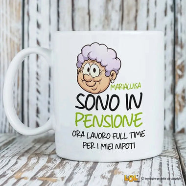 Tazza Sono in Pensione Ora Lavoro Full Time Per i Miei Nipoti Personalizzata con Nome Tazze Personalizzate