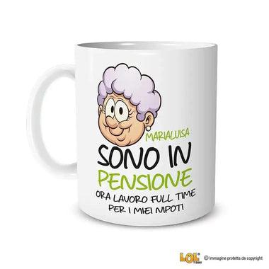 Tazza Sono in Pensione Ora Lavoro Full Time Per i Miei Nipoti Personalizzata con Nome Tazze Personalizzate