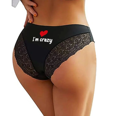 Mutande Sexy Slip Brasiliana Donna con Pizzo Sexy I'm Crazy-Slip Donna-Lol T-shirt