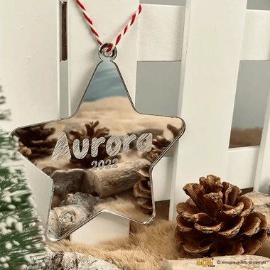 Pallina di Natale a forma di stella in Plexiglass con personalizzabile con nome-Decorazioni natalizie-Lol T-shirt